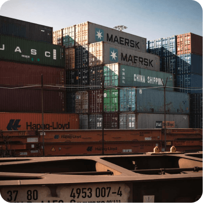 Port cranes over water