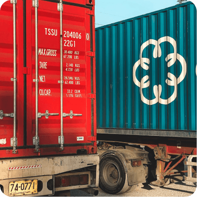 Freight containers on a truck