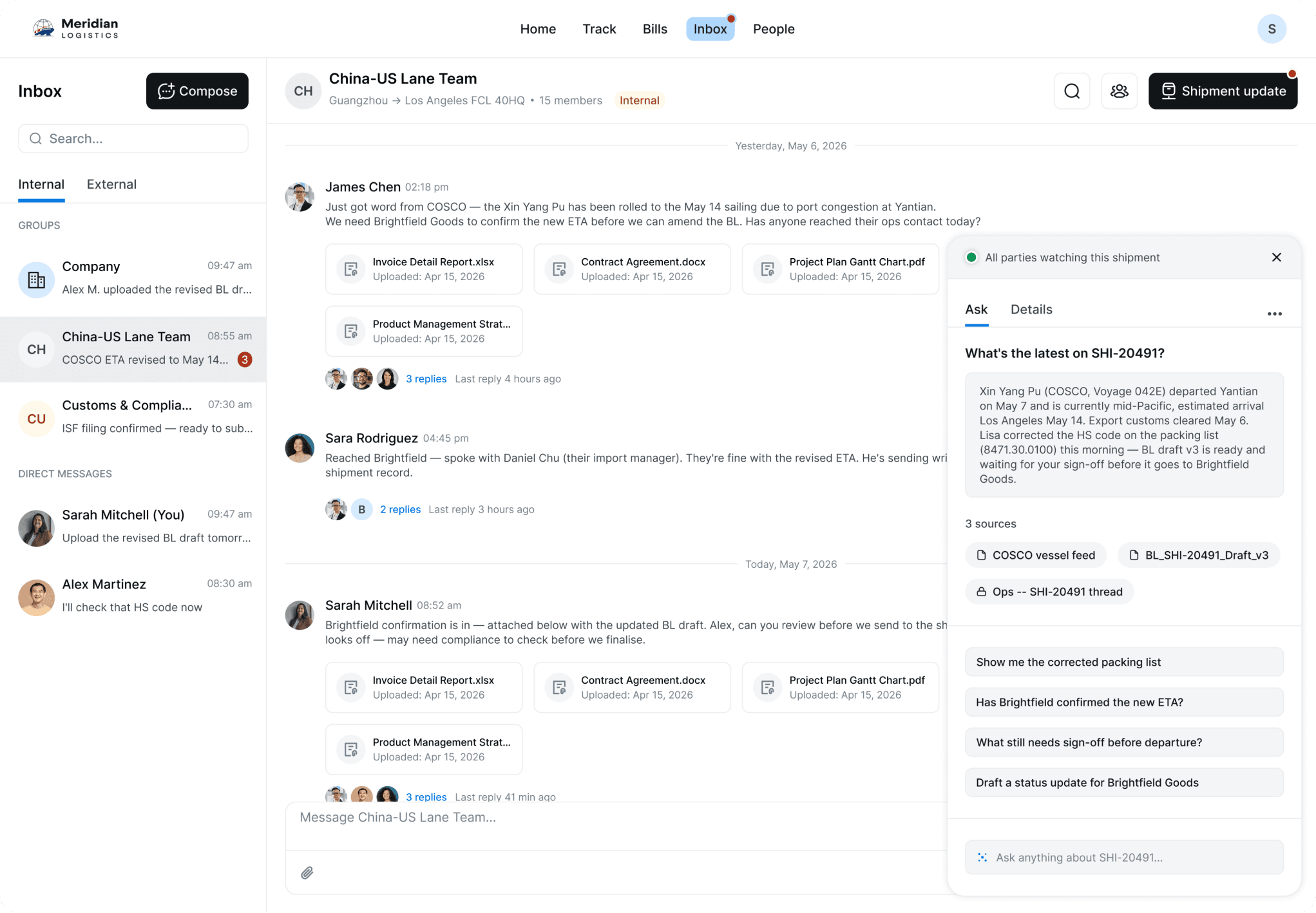Shipline freight forwarding workspace preview